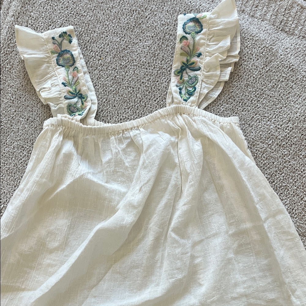 Madewell White Blouse with Embroidered Straps